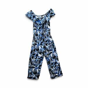 Tommy Bahama Petites XS Blue Tropical Floral Ruffle Jumpsuit Rayon Woven